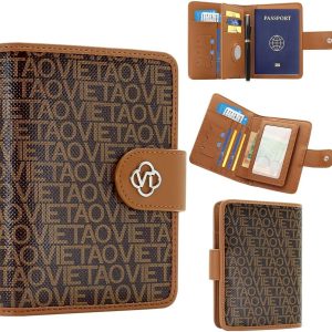 Passport Holder Wallet Bag with AirTag Holder, Card Slots and Passport Solt Ticket Cash Solt, Photo Solt Sim Card Pen Slot.Brown