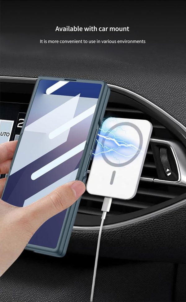 for Samsung Galaxy Z Fold 7 Case with Magnetic Ring Holder, 360 Rotating Bracket, Built-in Front Screen Len Protector,Slim Anti-Drop Shockproof Case.(Cool Grey)