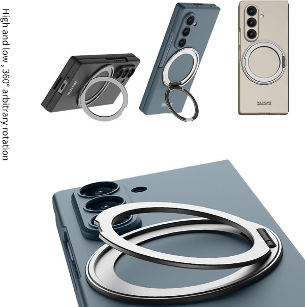 for Samsung Galaxy Z Fold 7 Case with Magnetic Ring Holder, 360 Rotating Bracket, Built-in Front Screen Len Protector,Slim Anti-Drop Shockproof Case.(Cool Grey)
