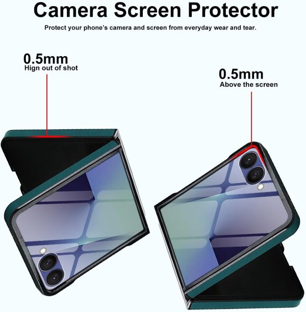 for Samsung Galaxy Z Flip 7 Case with Magnetic Ring Holder, 360 Rotating Bracket, Built-in Front Screen Protector, Slim Anti-Drop Shockproof Case.(Green)
