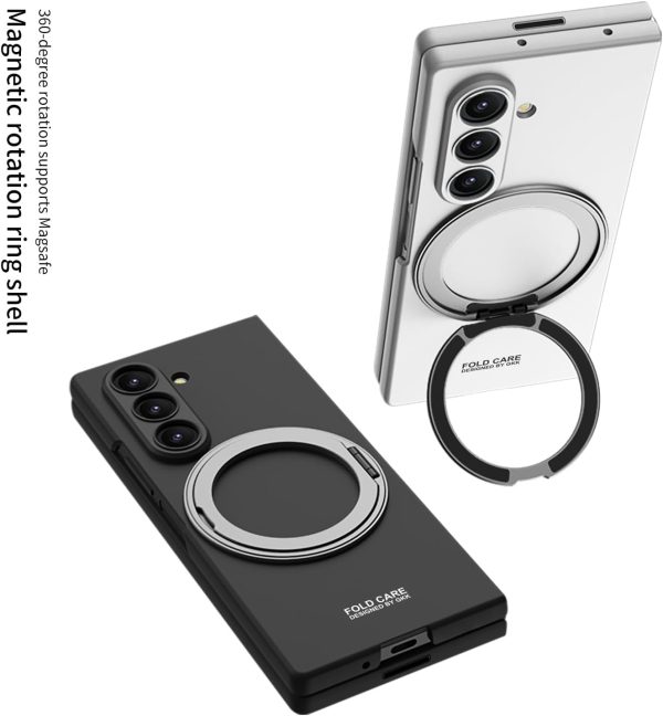 for Samsung Galaxy Z Fold 7 Case with Magnetic Ring Holder, 360 Rotating Bracket, Built-in Front Screen Len Protector,Slim Anti-Drop Shockproof Case.(Cool Grey)