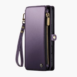 Ximand Compatible with iPhone 17 Series Case Wallet with RFID Blocking Card Holder for Women and Men, Fashion PU Leather Magnetic Snap Flip Zipper Strap Wallet Phone Case