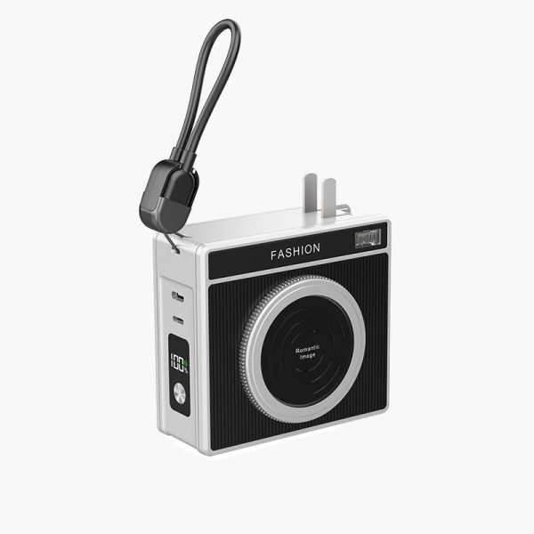 20000 mAh 3-in-1 Function, Camera-designed Power Bank, 22.5 PD Fast Charging, 15W Magnetic Wireless Charging, High-stability AC Plug, Magnetic Bracket Design, With Lightning And Type-C Conversion Cable.