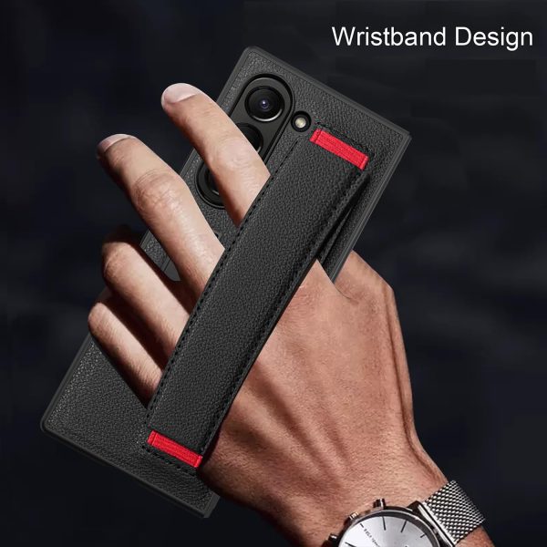 ​​for Samsung Galaxy Z Fold 7 Slim Case with Wrist Strap & Multi-Angle Stand, Built-in Screen Protector Shockproof Full Body Drop Fall Protection - Red