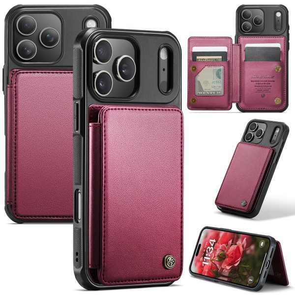 for iPhone 17 Wallet Case with RFID Blocking and 4 Credit Card Holder, Premium Durable Slim Leather Magnetic Clasp Kickstand Heavy Duty Shockproof Protective Cover.- Purple