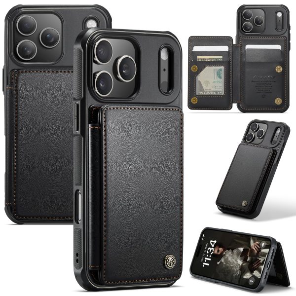 for iPhone 17 Wallet Case with RFID Blocking and 4 Credit Card Holder, Premium Durable Slim Leather Magnetic Clasp Kickstand Heavy Duty Shockproof Protective Cover.- Purple