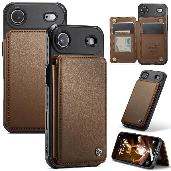 for iPhone 17 Wallet Case with RFID Blocking and 4 Credit Card Holder, Premium Durable Slim Leather Magnetic Clasp Kickstand Heavy Duty Shockproof Protective Cover.- Purple