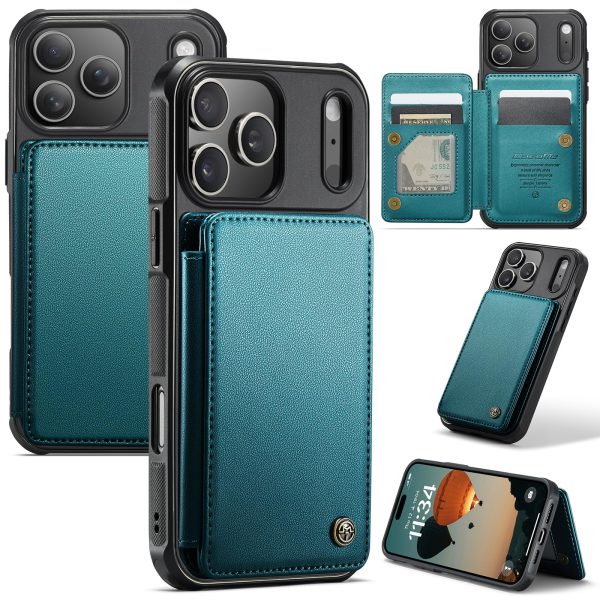 for iPhone 17 Wallet Case with RFID Blocking and 4 Credit Card Holder, Premium Durable Slim Leather Magnetic Clasp Kickstand Heavy Duty Shockproof Protective Cover.- Purple