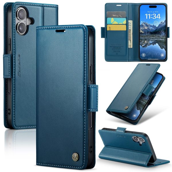 for iPhone 17 Pro Max Wallet Case, RFID Blocking with Kickstand 3 Credit Card Slot and Cash Slot Magnetic Closure Wireless Charging Slim PU Leather Protective Cover - Brown