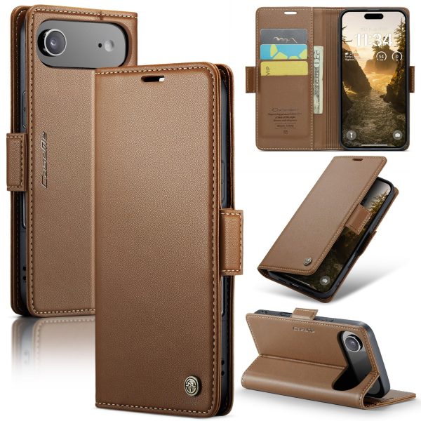 for iPhone 17 Pro Max Wallet Case, RFID Blocking with Kickstand 3 Credit Card Slot and Cash Slot Magnetic Closure Wireless Charging Slim PU Leather Protective Cover - Brown