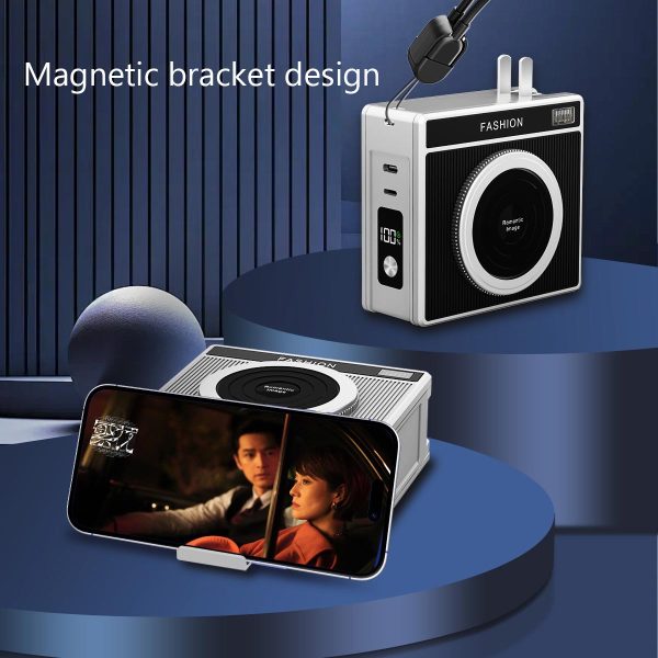 20000 mAh 3-in-1 Function, Camera-designed Power Bank, 22.5 PD Fast Charging, 15W Magnetic Wireless Charging, High-stability AC Plug, Magnetic Bracket Design, With Lightning And Type-C Conversion Cable. - Image 6