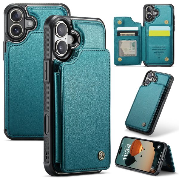for iPhone 17 Wallet Case with RFID Blocking and 4 Credit Card Holder, Premium Durable Slim Leather Magnetic Clasp Kickstand Heavy Duty Shockproof Protective Cover.- Purple