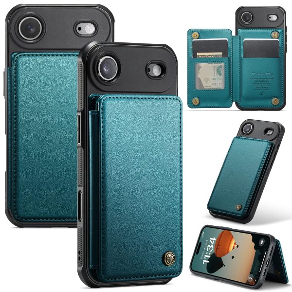 for iPhone 17 Wallet Case with RFID Blocking and 4 Credit Card Holder, Premium Durable Slim Leather Magnetic Clasp Kickstand Heavy Duty Shockproof Protective Cover.- Purple
