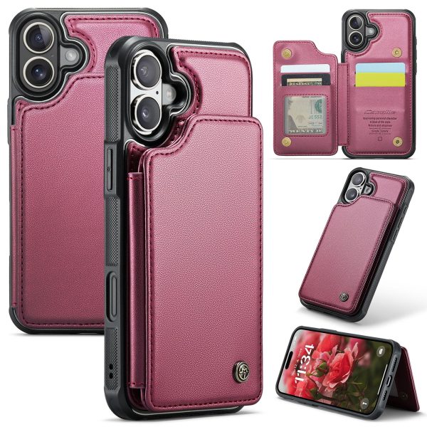 for iPhone 17 Wallet Case with RFID Blocking and 4 Credit Card Holder, Premium Durable Slim Leather Magnetic Clasp Kickstand Heavy Duty Shockproof Protective Cover.- Purple