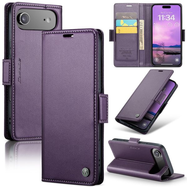 for iPhone 17 Pro Max Wallet Case, RFID Blocking with Kickstand 3 Credit Card Slot and Cash Slot Magnetic Closure Wireless Charging Slim PU Leather Protective Cover - Brown