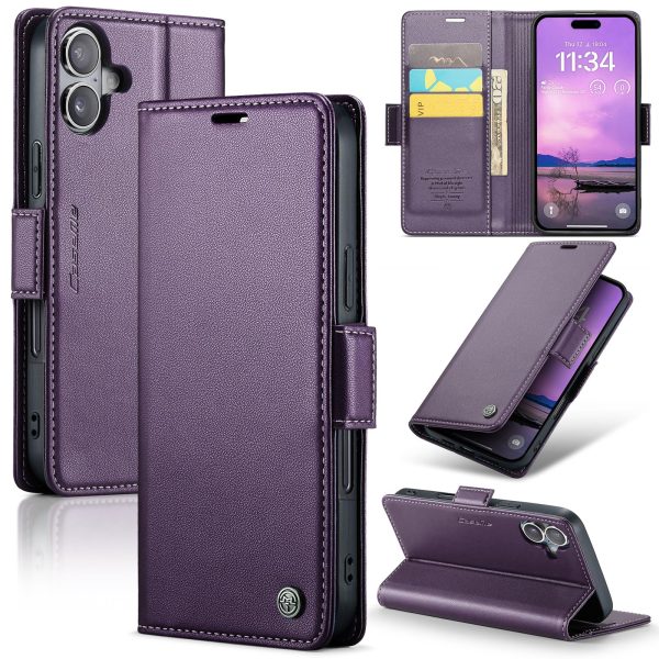 for iPhone 17 Pro Max Wallet Case, RFID Blocking with Kickstand 3 Credit Card Slot and Cash Slot Magnetic Closure Wireless Charging Slim PU Leather Protective Cover - Brown