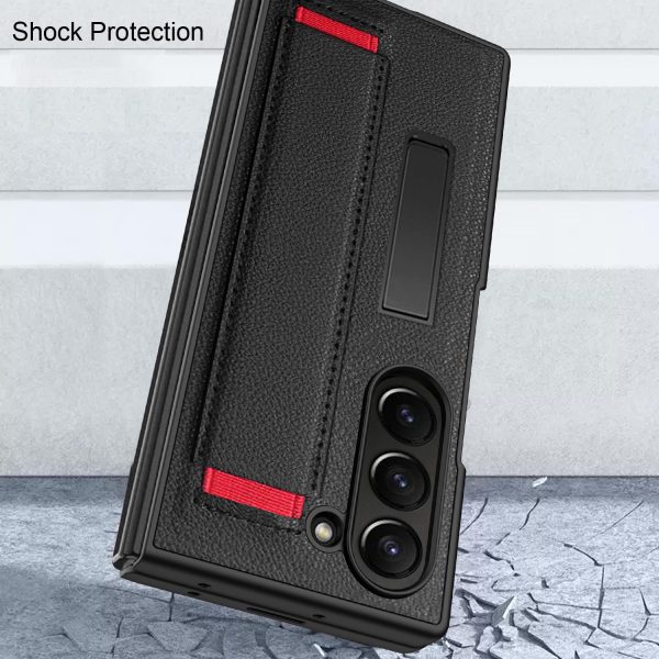 ​​for Samsung Galaxy Z Fold 7 Slim Case with Wrist Strap & Multi-Angle Stand, Built-in Screen Protector Shockproof Full Body Drop Fall Protection - Red