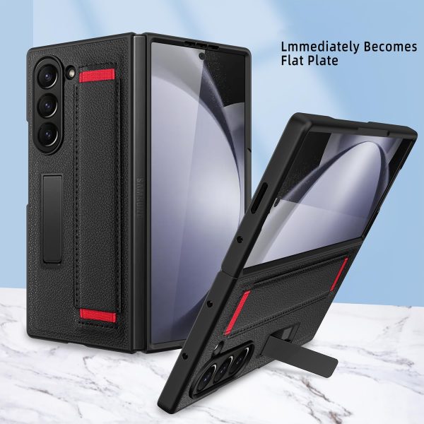 ​​for Samsung Galaxy Z Fold 7 Slim Case with Wrist Strap & Multi-Angle Stand, Built-in Screen Protector Shockproof Full Body Drop Fall Protection - Red