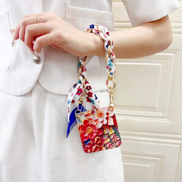 Samsung Galaxy Z Flip 7/6/5 Offers a Flat Embossed Watercolor Floral Full wrap Phone case, Complete with a Silk Scarf/Bracelet and an Exquisite Oil Painting Pattern. - Image 4