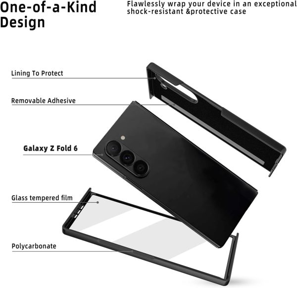 ​​for Samsung Galaxy Z Fold 7 Slim Case with Wrist Strap & Multi-Angle Stand, Built-in Screen Protector Shockproof Full Body Drop Fall Protection - Red