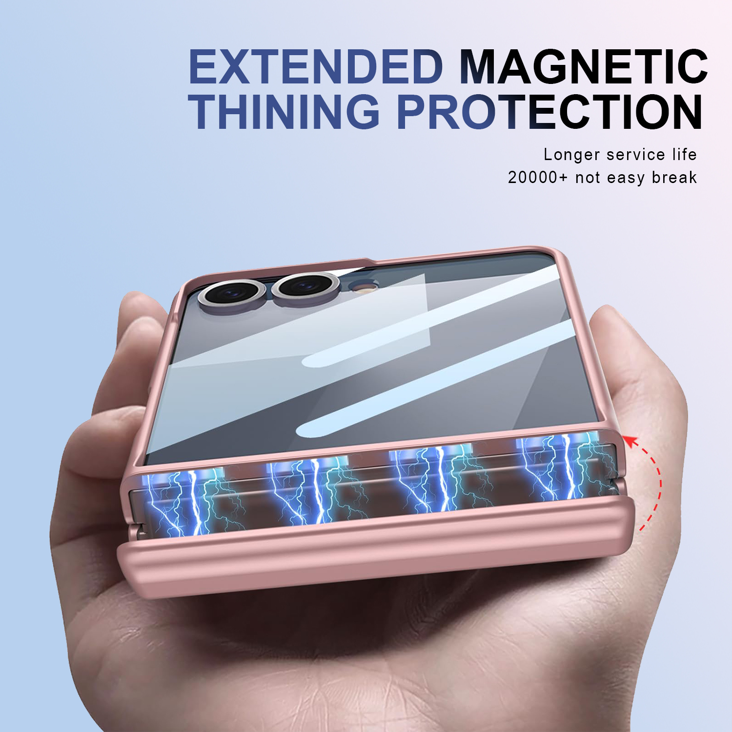 Samsung Galaxy Z Flip 7 Case with Magnetic Hinge Protection & Built-in Front Screen Protector, Slim Texture Shockproof Case. - Image 3