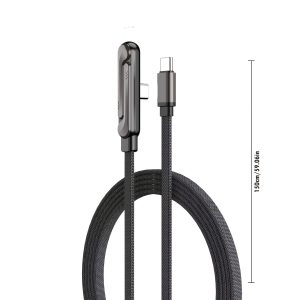 240W 2-in-1 Folding Stand Data Cable | Multi-Functional Type-C Charging & Data Sync Cable with Adjustable Angle Stand for Smartphones, Tablets, Laptops, and Gaming Devices - Black, Type-C