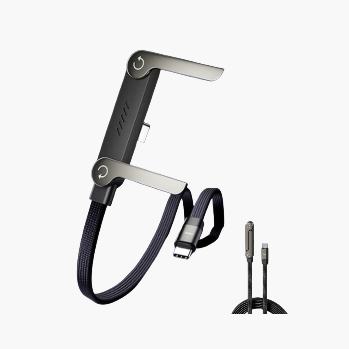 240W 2-in-1 Folding Stand Data Cable | Multi-Functional Type-C Charging & Data Sync Cable with Adjustable Angle Stand for Smartphones, Tablets, Laptops, and Gaming Devices