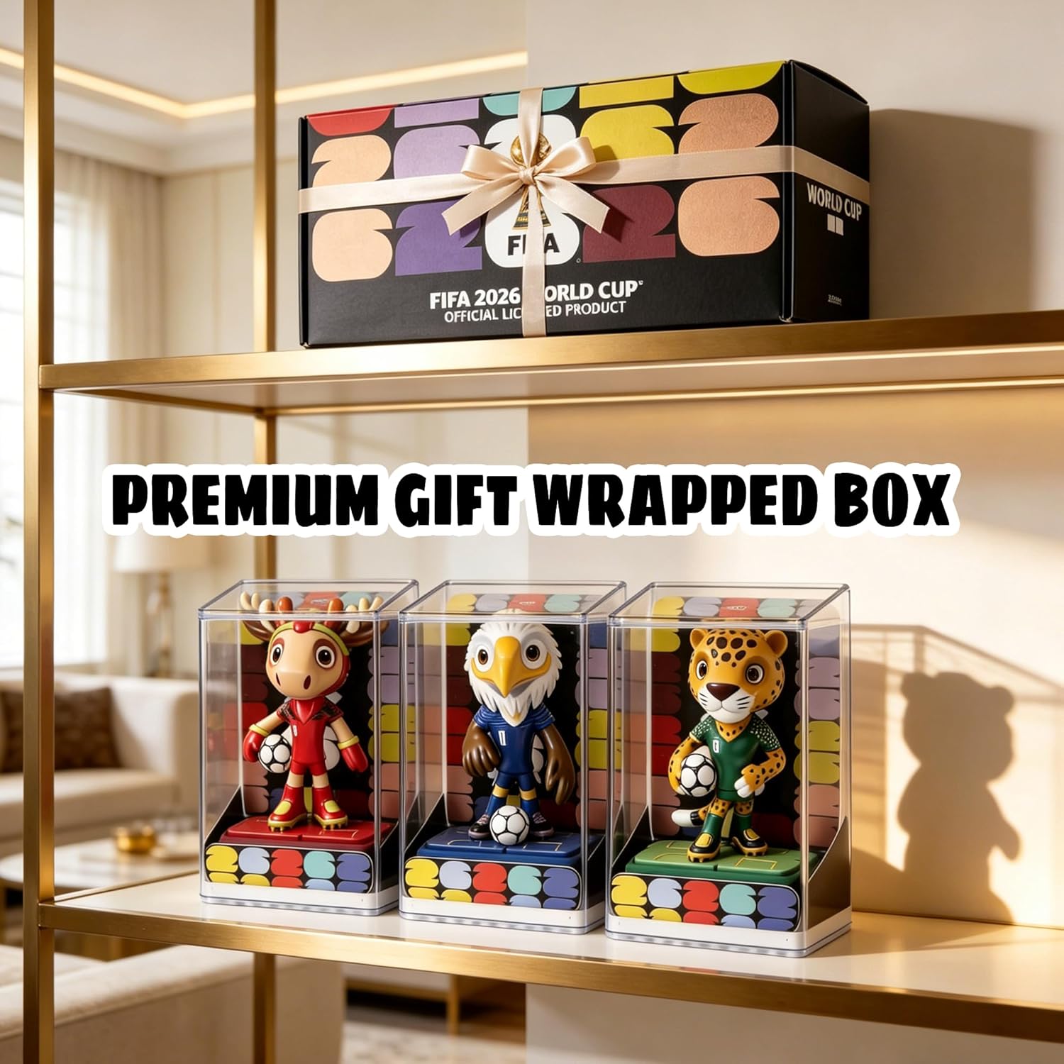 3Pcs World Cup Mascot Collectible Figures + Display Box
